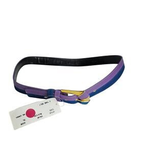 Vintage 80's Color Block Belt Women's XL Retro Colorful Statement Y2K